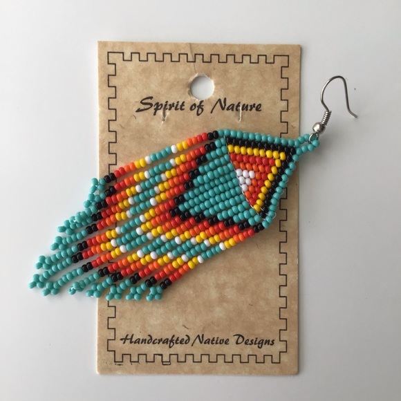 LAST 1! NEW Spirit of Nature French Wire Drop Earrings Aqua Multi Seed Bead Boho - Picture 3 of 6